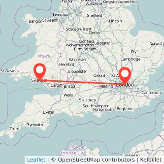 Swansea London train map