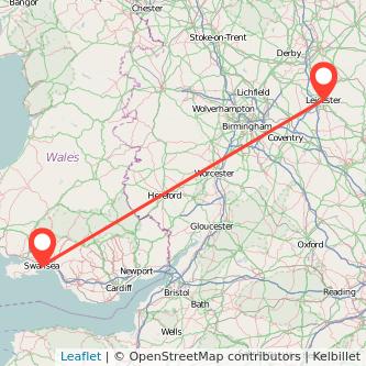 Swansea Leicester train map