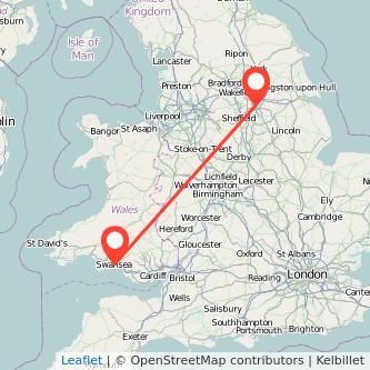 Swansea Doncaster train map