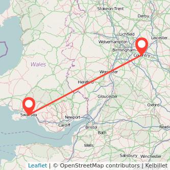 Swansea Coventry train map