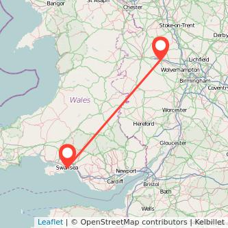 Swansea Telford train map