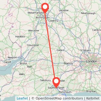 Sutton Coldfield Southampton bus map