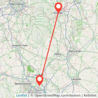 Sutton Coldfield Sheffield train map