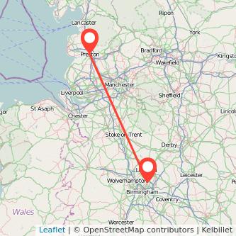 Sutton Coldfield Preston bus map