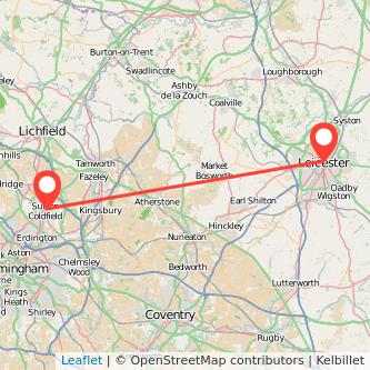 Sutton Coldfield Leicester train map