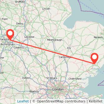 Sutton Coldfield Ipswich train map