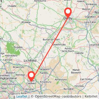 Sutton Coldfield Derby train map