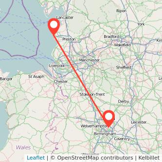 Sutton Coldfield Blackpool train map