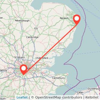 Sutton Lowestoft train map