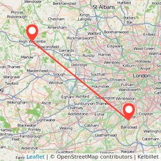 Sutton High Wycombe bus map