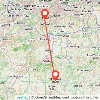 Sutton Haywards Heath train map