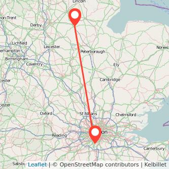 Sutton Grantham bus map