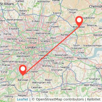 Sutton Brentwood train map