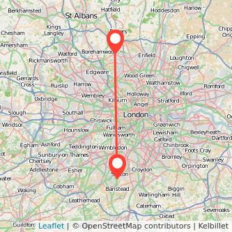 Sutton High Barnet bus map