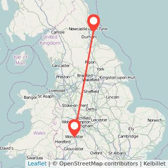 Sunderland Worcester train map