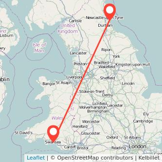 Sunderland Swansea train map