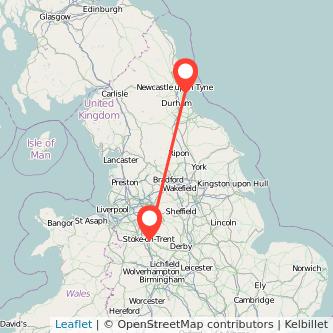 Sunderland Stoke-on-Trent bus map