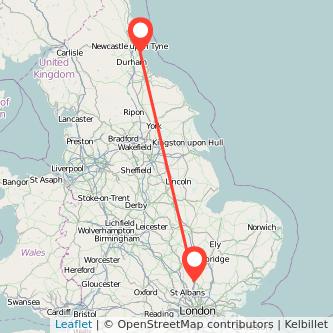 Sunderland Stevenage bus map