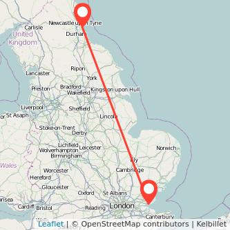 Sunderland Southend-on-Sea bus map