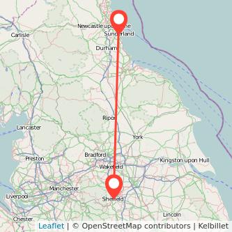 Sunderland Sheffield train map