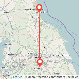 Sunderland Rotherham train map