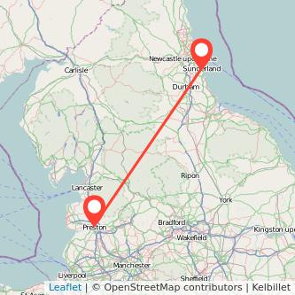 Sunderland Preston bus map