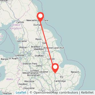 Sunderland Peterborough train map