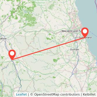 Sunderland Penrith train map