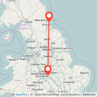 Sunderland Nuneaton bus map