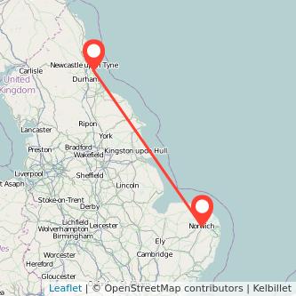 Sunderland Norwich bus map