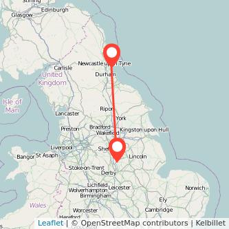 Sunderland Mansfield train map