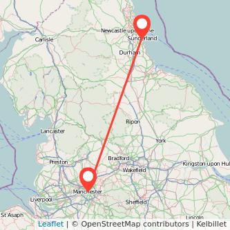 Sunderland Manchester bus map