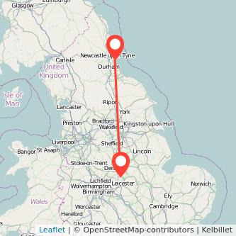 Sunderland Loughborough train map