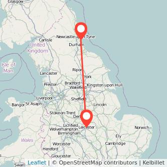 Sunderland Leicester bus map