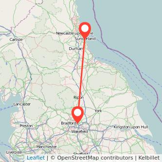 Sunderland Leeds bus map