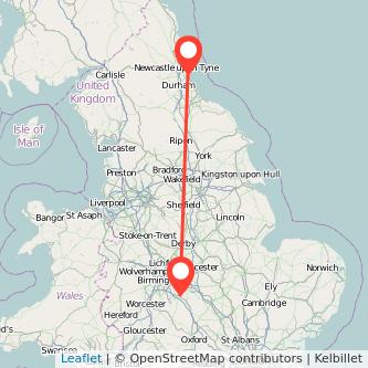 Sunderland Leamington train map