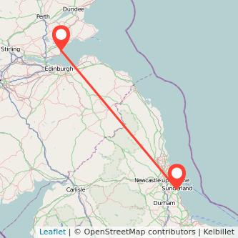 Sunderland Kirkcaldy bus map