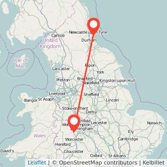 Sunderland Kidderminster train map