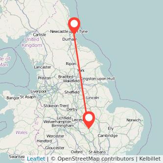 Sunderland Kettering train map