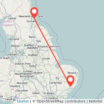 Sunderland Ipswich bus map