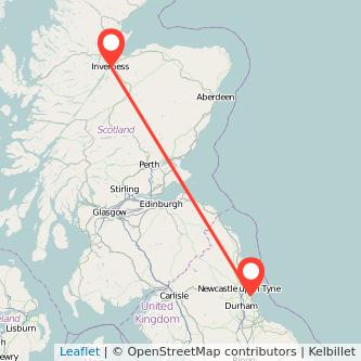 Sunderland Inverness train map