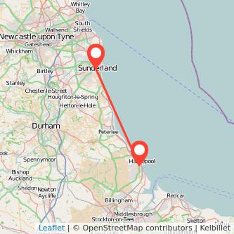 Sunderland Hartlepool train map