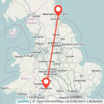 Sunderland Gloucester train map