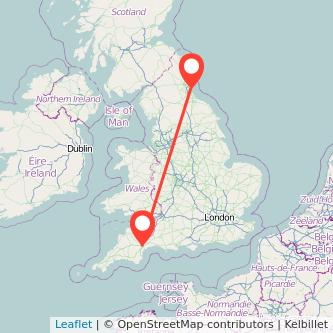 Sunderland Exeter train map