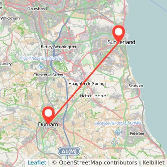 Sunderland Durham train map