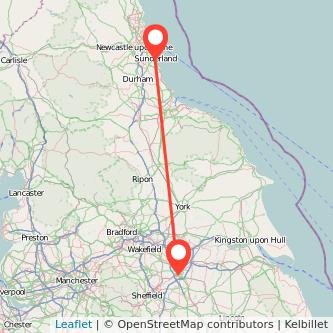 Sunderland Doncaster train map