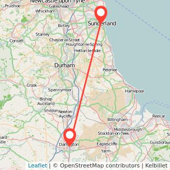 Sunderland Darlington bus map