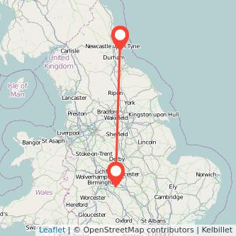 Sunderland Coventry bus map