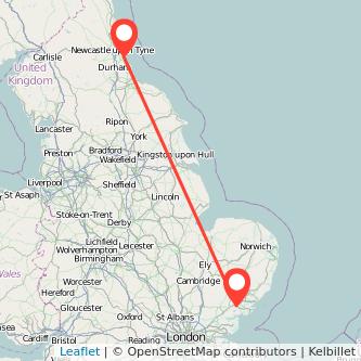 Sunderland Colchester train map