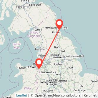 Sunderland Chester train map